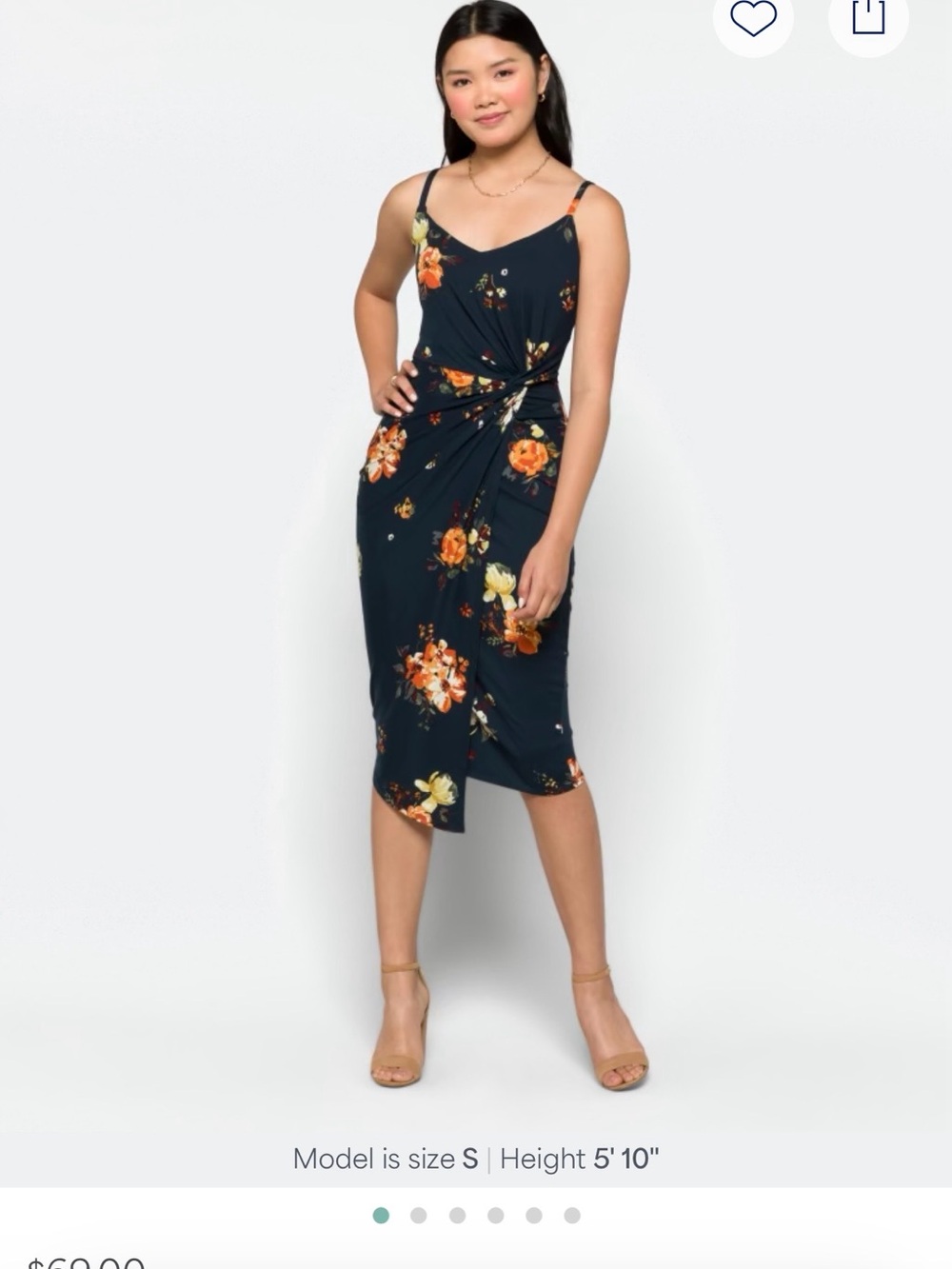 nine britton Navy Floral Twist-Waist Midi Dress